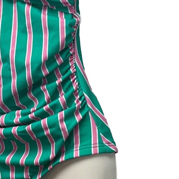 New Draper James Womens Small UPF 50+ Detachable Strap Striped Swim Suit - Picture 2 of 5